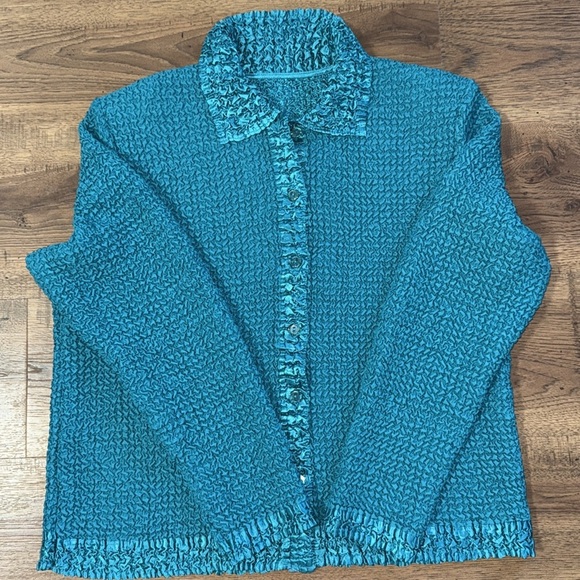 RAFAEL Teal Textured Button-Up Shirt - Picture 6 of 6